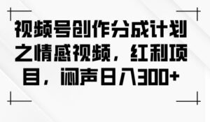 视频号创作分成计划之情感视频，红利项目，闷声日入300+-创客云联盟