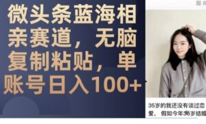 微头条蓝海相亲赛道，无脑复制粘贴，单账号日入100+-创客云联盟