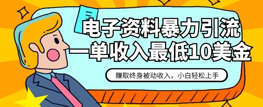 电子资料暴力引流，一单最低10美金，赚取终身被动收入，保姆级教程【揭秘】-创客云联盟