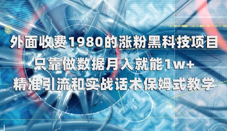 外面收费1980的涨粉黑科技项目，只靠做数据月入就能1w+【揭秘】-创客云联盟