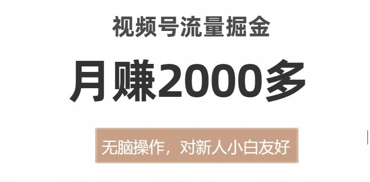 视频号流量掘金，无脑操作，对新人小白友好，月赚2000多【揭秘】-创客云联盟