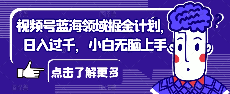 视频号蓝海领域掘金计划，日入过千，小白无脑上手【揭秘】-创客云联盟