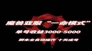 魔兽亚服一命模式，10天成号-单号3千-5千，脚本全自动操作，保姆级教学【揭秘】-创客云联盟