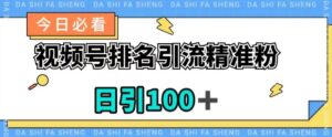视频号引流精准粉，日引100+，流量爆炸【揭秘】-创客云联盟