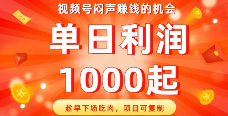 视频号闷声赚钱的机会，趁早下场吃肉，项目可复制，单日利润1000起【揭秘】-创客云联盟