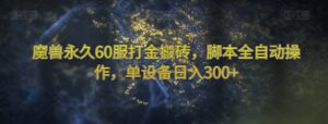 魔兽永久60服打金搬砖，脚本全自动操作，单设备日入300+【揭秘】-创客云联盟