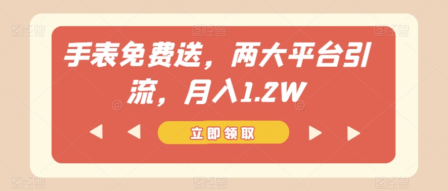 手表免费送，两大平台引流，月入1.2W【揭秘】-创客云联盟