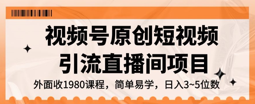 视频号原创短视频引流直播间项目，日入3~5五位数【揭秘】-创客云联盟