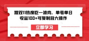 蹭双11热度吃一波肉,单号单日收益100+可复制放大操作【揭秘】-创客云联盟