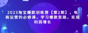 2023淘宝爆款训练营【第2期】,电商运营的必修课,学习爆款思路,实现利润增长-创客云联盟