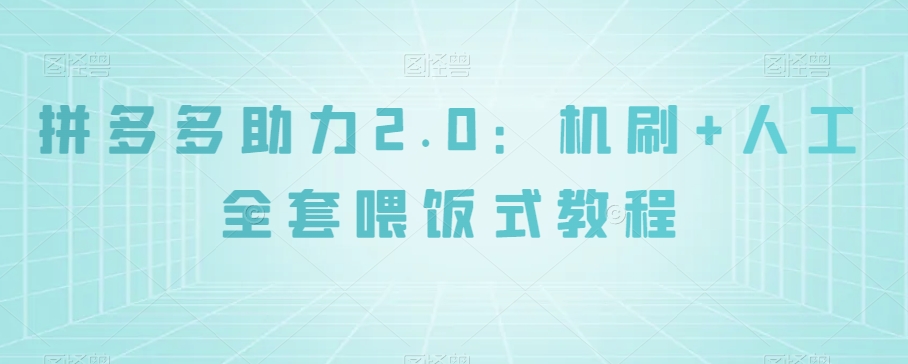 拼多多助力2.0：机刷+人工全套喂饭式教程【揭秘】-创客云联盟