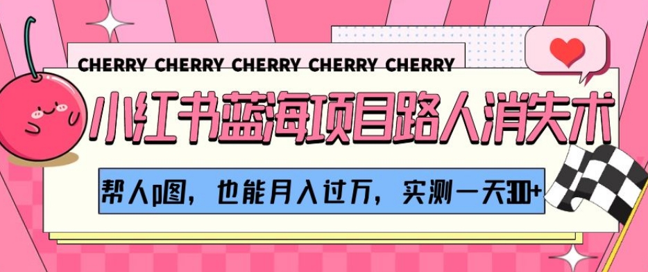小红书蓝海项目路人消失术，帮人p图，也能月入过万，实测一天300+【揭秘】-创客云联盟