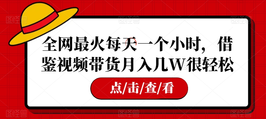 全网最火每天一个小时，借鉴视频带货月入几W很轻松【揭秘】-创客云联盟
