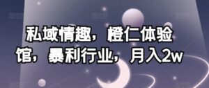 私域情趣，橙仁体验馆，暴利行业，月入2w【揭秘】-创客云联盟