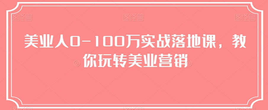 美业人0-100万实战落地课，教你玩转美业营销-创客云联盟