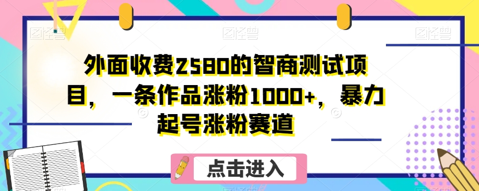 外面收费2580的智商测试项目，一条作品涨粉1000+，暴力起号涨粉赛道【揭秘】-创客云联盟