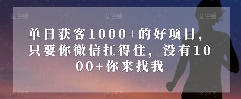 单日获客1000+的好项目，只要你微信扛得住，没有1000+你来找我【揭秘】-创客云联盟