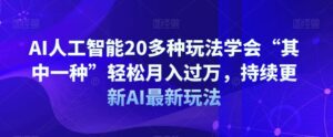 AI人工智能20多种玩法学会“其中一种”轻松月入过万，持续更新AI最新玩法-创客云联盟