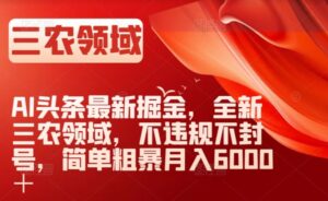 AI头条最新掘金，全新三农领域，不违规不封号，简单粗暴月入6000＋【揭秘】-创客云联盟