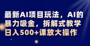 最新AI项目玩法，AI的暴力吸金，拆解式教学，日入500+可放大操作【揭秘】-创客云联盟