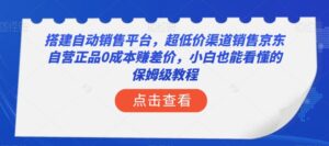 搭建自动销售平台，超低价渠道销售京东自营正品0成本赚差价，小白也能看懂的保姆级教程【揭秘】-创客云联盟