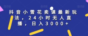 抖音小雪花卖课最新玩法，24小时无人直播，日入3000+【揭秘】-创客云联盟