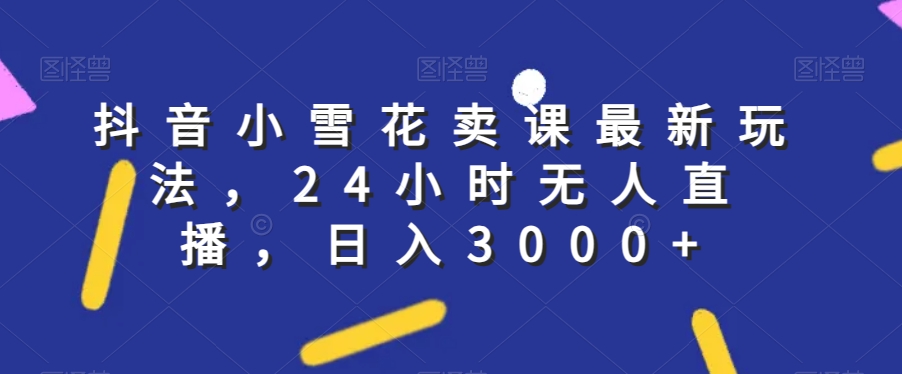 抖音小雪花卖课最新玩法，24小时无人直播，日入3000+【揭秘】-创客云联盟