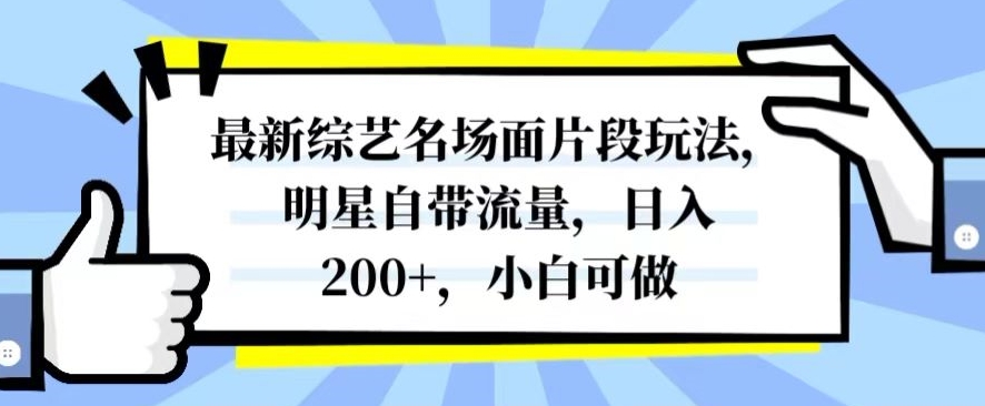 最新综艺名场面片段玩法，明星自带流量，日入200+，小白可做【揭秘】-创客云联盟