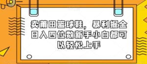 卖莆田篮球鞋，暴利掘金日入四位数新手小白都可以轻松上手【揭秘】-创客云联盟