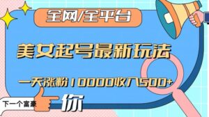全网,全平台,美女起号最新玩法一天涨粉10000收入500+【揭秘】-创客云联盟