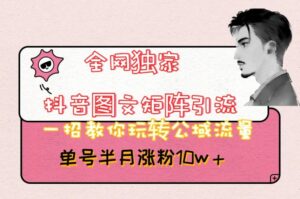 全网独家抖音图文矩阵引流，一招教你玩转公域流量，单号半月涨粉10w+【揭秘】-创客云联盟