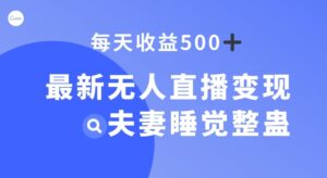 最新无人直播变现，夫妻睡觉整蛊，每天躺赚500+【揭秘】-创客云联盟