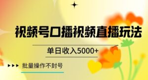 视频号囗播视频直播玩法,单日收入5000+,批量操作不封号【揭秘】-创客云联盟