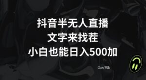 抖音半无人直播，文字来找茬小游戏，每天收益500+【揭秘】-创客云联盟