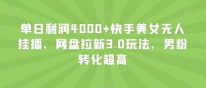 单日利润4000+快手美女无人挂播,网盘拉新3.0玩法,男粉转化超高【揭秘】-创客云联盟