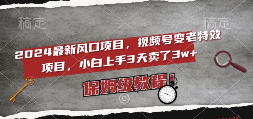 2024最新风口项目，视频号变老特效项目，电脑小白上手3天卖了3w+，保姆级教程【揭秘】-创客云联盟