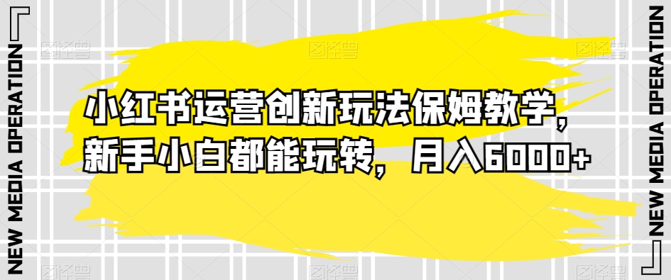 小红书运营创新玩法保姆教学，新手小白都能玩转，月入6000+【揭秘】-创客云联盟