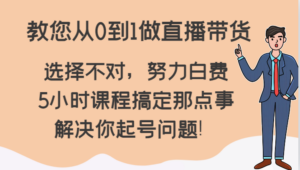 教您从0到1做直播带货，选择不对，努力白费，5小时课程搞定那点事，解决你起号问题！-创客云联盟