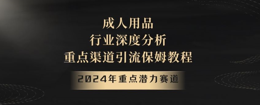 2024年重点潜力赛道，成人用品行业深度分析，重点渠道引流保姆教程【揭秘】-创客云联盟
