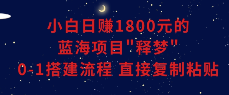 小白能日赚1800元的蓝海项目”释梦”0-1搭建流程可直接复制粘贴长期做-创客云联盟