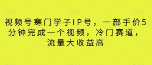 视频号寒门学子IP号,一部手价5分钟完成一个视频,冷门赛道,流量大收益高【揭秘】-创客云联盟