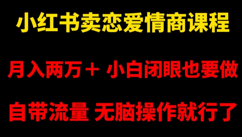 小红书卖恋爱情商课程，月入两万＋，小白闭眼也要做，自带流量，无脑操作就行了【揭秘】-创客云联盟