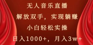 无人音乐直播，解放双手，实现躺赚，小白轻松实操，日入1000+，月入3w+【揭秘】-创客云联盟