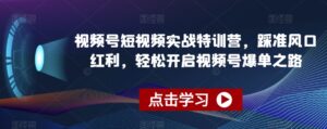 视频号短视频实战特训营,踩准风口红利,轻松开启视频号爆单之路-创客云联盟