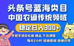 （8595期）头条号蓝海类目传统和农谚领域实操精品课程拒绝违规封号稳定日入300+-创客云联盟