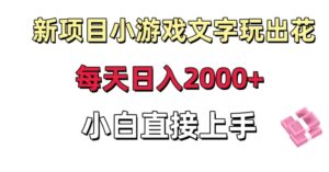 新项目小游戏文字玩出花日入2000+,每天只需一小时,小白直接上手-创客云联盟