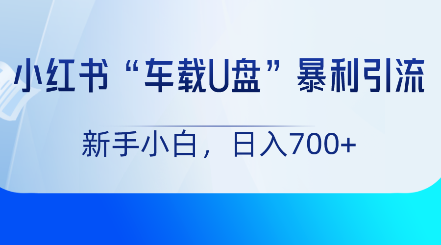 小红书“车载U盘”项目，暴利引流，新手小白轻松日入700+-创客云联盟
