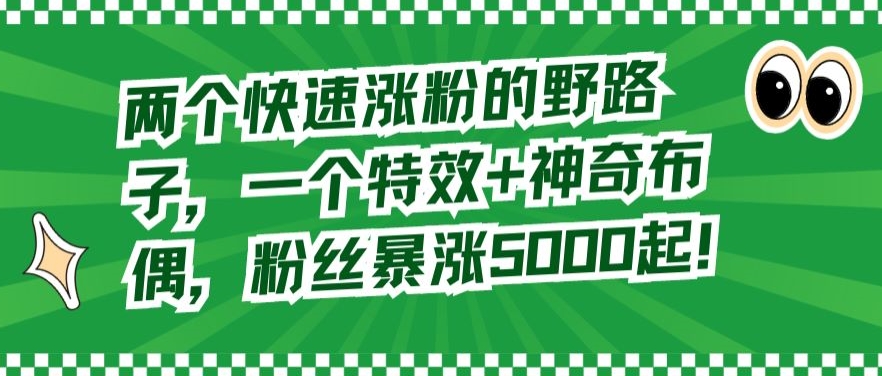 两个快速涨粉的野路子，一个特效+神奇布偶，粉丝暴涨5000起-创客云联盟