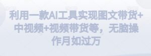 利用一款AI工具实现图文带货+中视频+视频带货等,无脑操作月如过万-创客云联盟