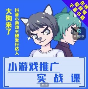 大狗来了:小游戏推广实战课,带你搭建一个游戏推广变现账号-创客云联盟